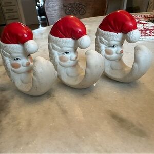 Ceramic crescent moon Santas